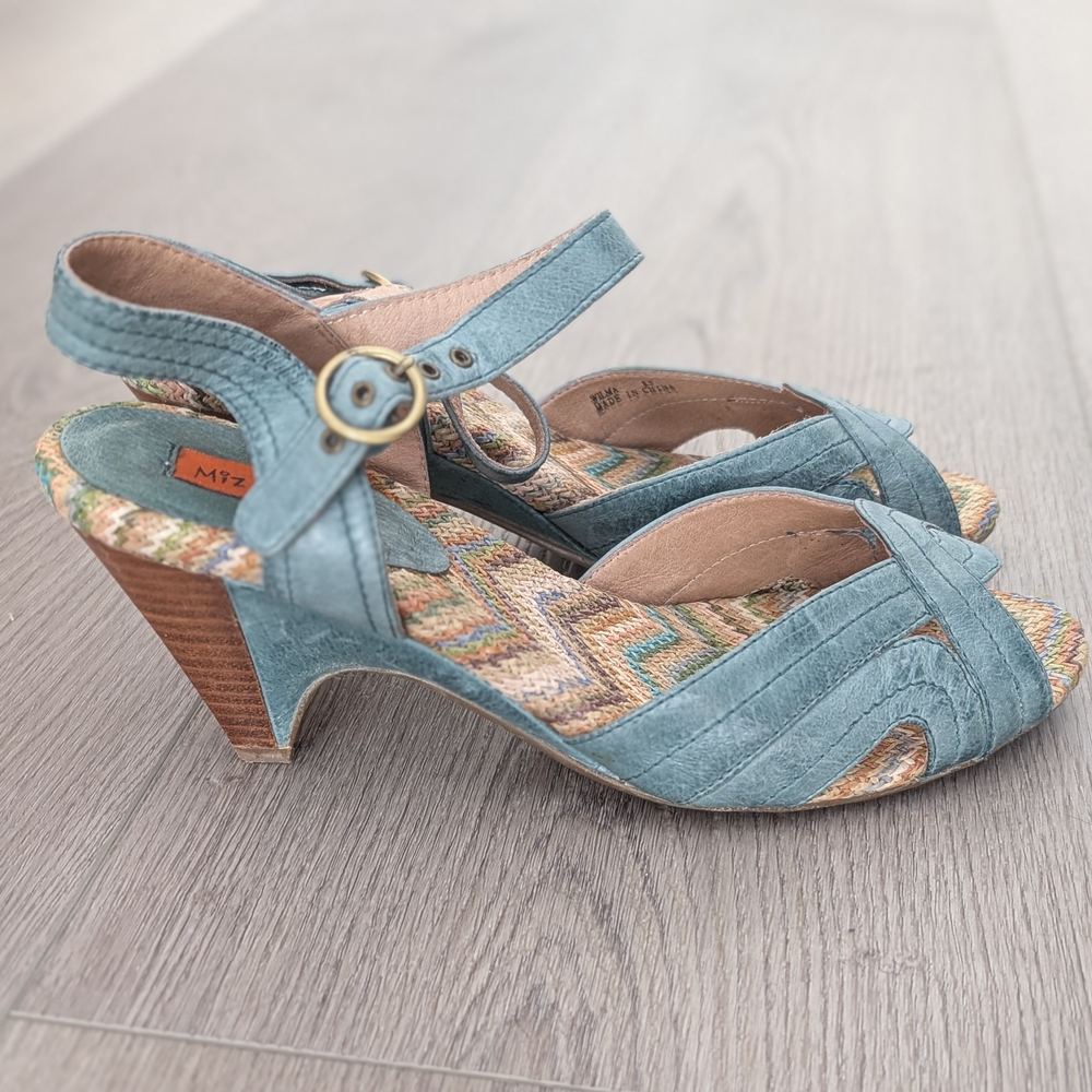 Blue and Brown Vintage Heels with Ankle Straps